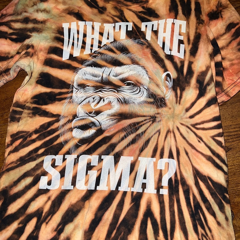 Bigfoot Tie Dye Graphic Short Sleeve Tee Orange Black What The Sigma Kids Size M - Picture 2 of 8
